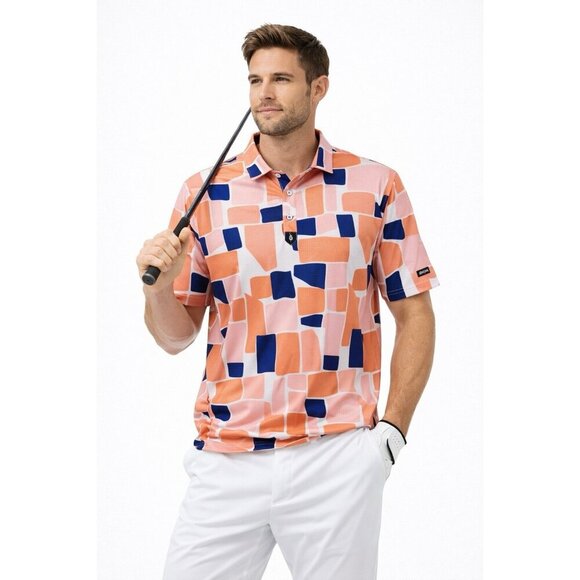 Bad Birdie Other - BAD BIRDIE short sleeve golf polo abstract print 2XL performance block party